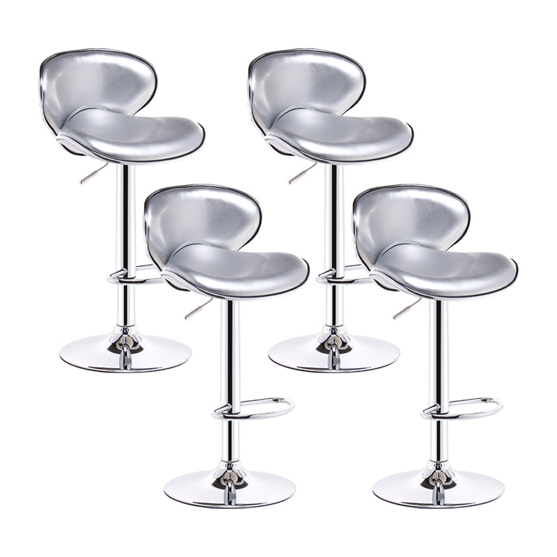 Swivel Modern PU Leather Bar Stools Adjustable Height Backrest Counter Chair Silver 4 Piece Set Clearhalo 'Bar Furniture' 'Bar Stools' 'bar_stools' 'furn' 'furn_bar_stools' 'furniture_bar_stools' 'Kitchen & Dining Furniture' 'kitchen&dining_furn' 'kitchen' 'kitchen_furn' Furniture' 4374730