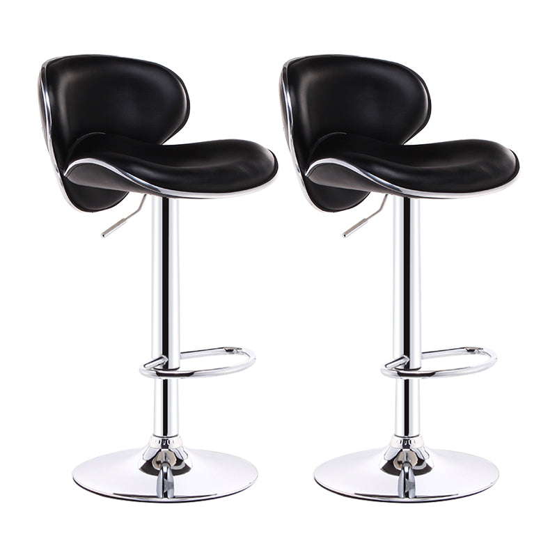 Swivel Modern PU Leather Bar Stools Adjustable Height Backrest Counter Chair Black 2 Piece Set Clearhalo 'Bar Furniture' 'Bar Stools' 'bar_stools' 'furn' 'furn_bar_stools' 'furniture_bar_stools' 'Kitchen & Dining Furniture' 'kitchen&dining_furn' 'kitchen' 'kitchen_furn' Furniture' 4374732