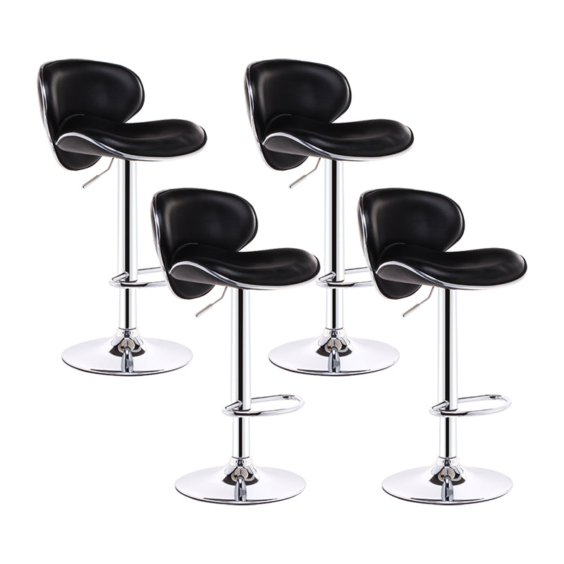 Swivel Modern PU Leather Bar Stools Adjustable Height Backrest Counter Chair Black 4 Piece Set Clearhalo 'Bar Furniture' 'Bar Stools' 'bar_stools' 'furn' 'furn_bar_stools' 'furniture_bar_stools' 'Kitchen & Dining Furniture' 'kitchen&dining_furn' 'kitchen' 'kitchen_furn' Furniture' 4374733