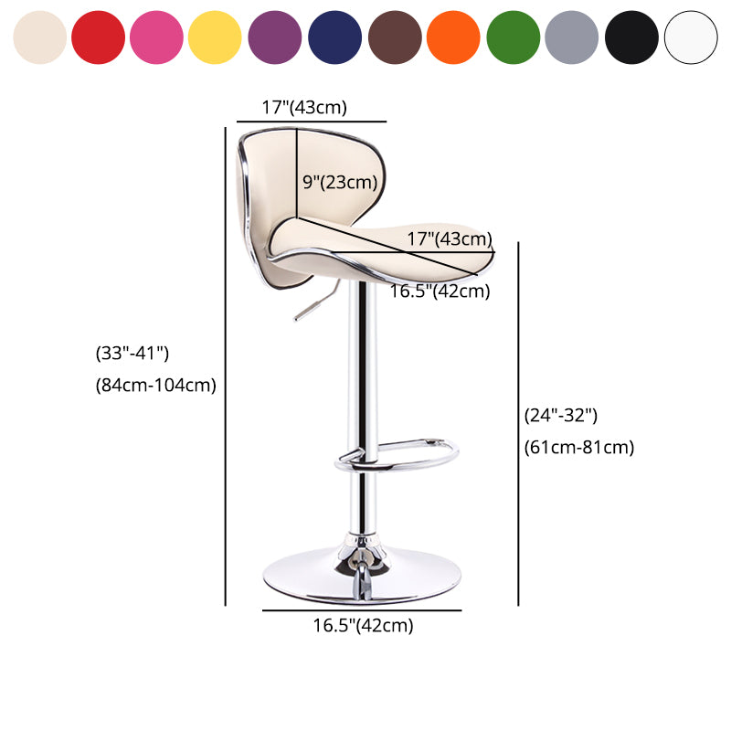 Swivel Modern PU Leather Bar Stools Adjustable Height Backrest Counter Chair Clearhalo 'Bar Furniture' 'Bar Stools' 'bar_stools' 'furn' 'furn_bar_stools' 'furniture_bar_stools' 'Kitchen & Dining Furniture' 'kitchen&dining_furn' 'kitchen' 'kitchen_furn' Furniture' 4374734