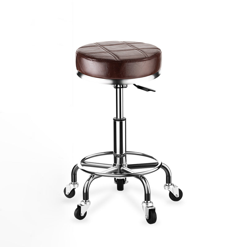 Modern Armless Liftable Counter Stool Iron Bedroom Bar Stool with Cushion and Pedal Light Brown Clearhalo 'Bar Furniture' 'Bar Stools' 'bar_stools' 'furn' 'furn_bar_stools' 'furniture_bar_stools' 'Kitchen & Dining Furniture' 'kitchen&dining_furn' 'kitchen' 'kitchen_furn' Furniture' 4380187