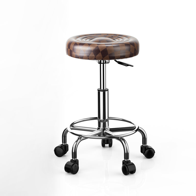 Modern Armless Liftable Counter Stool Iron Bedroom Bar Stool with Cushion and Pedal Brown Clearhalo 'Bar Furniture' 'Bar Stools' 'bar_stools' 'furn' 'furn_bar_stools' 'furniture_bar_stools' 'Kitchen & Dining Furniture' 'kitchen&dining_furn' 'kitchen' 'kitchen_furn' Furniture' 4380188
