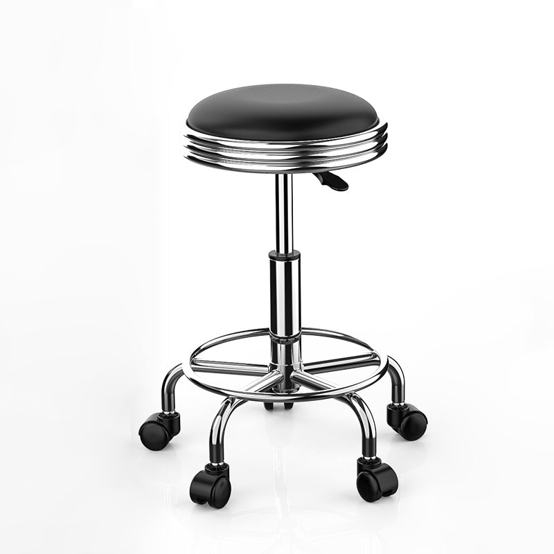 Modern Armless Liftable Counter Stool Iron Bedroom Bar Stool with Cushion and Pedal Textured Black Clearhalo 'Bar Furniture' 'Bar Stools' 'bar_stools' 'furn' 'furn_bar_stools' 'furniture_bar_stools' 'Kitchen & Dining Furniture' 'kitchen&dining_furn' 'kitchen' 'kitchen_furn' Furniture' 4380190