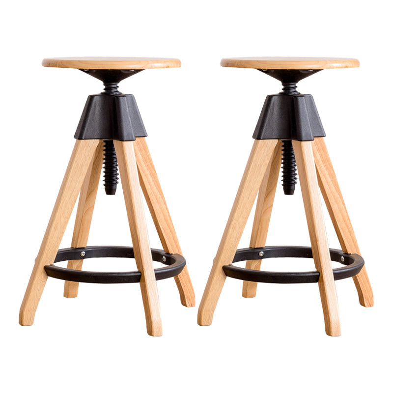 Adjustable Modern Counter Bar Stool Armless Wood Backless Bar Stool with Swivel 2 Piece Set Bar Stool (28" H) Clearhalo 'Bar Furniture' 'Bar Stools' 'bar_stools' 'furn' 'furn_bar_stools' 'furniture_bar_stools' 'Kitchen & Dining Furniture' 'kitchen&dining_furn' 'kitchen' 'kitchen_furn' Furniture' 4380205