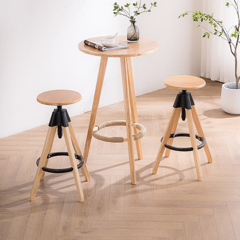 Adjustable Modern Counter Bar Stool Armless Wood Backless Bar Stool with Swivel Clearhalo 'Bar Furniture' 'Bar Stools' 'bar_stools' 'furn' 'furn_bar_stools' 'furniture_bar_stools' 'Kitchen & Dining Furniture' 'kitchen&dining_furn' 'kitchen' 'kitchen_furn' Furniture' 4380206