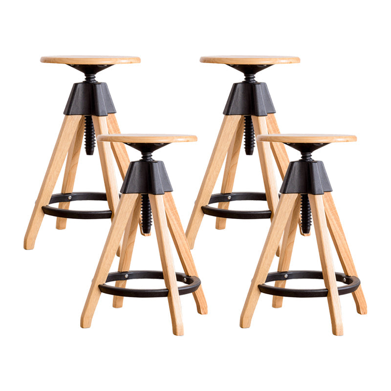 Adjustable Modern Counter Bar Stool Armless Wood Backless Bar Stool with Swivel 4 Piece Set Bar Stool (28" H) Clearhalo 'Bar Furniture' 'Bar Stools' 'bar_stools' 'furn' 'furn_bar_stools' 'furniture_bar_stools' 'Kitchen & Dining Furniture' 'kitchen&dining_furn' 'kitchen' 'kitchen_furn' Furniture' 4380207