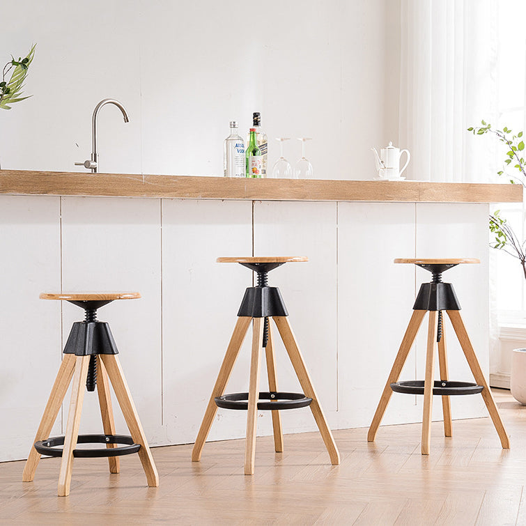 Adjustable Modern Counter Bar Stool Armless Wood Backless Bar Stool with Swivel Clearhalo 'Bar Furniture' 'Bar Stools' 'bar_stools' 'furn' 'furn_bar_stools' 'furniture_bar_stools' 'Kitchen & Dining Furniture' 'kitchen&dining_furn' 'kitchen' 'kitchen_furn' Furniture' 4380208