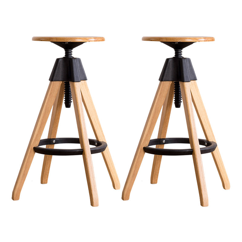 Adjustable Modern Counter Bar Stool Armless Wood Backless Bar Stool with Swivel 2 Piece Set Bar Stool(31"H) Clearhalo 'Bar Furniture' 'Bar Stools' 'bar_stools' 'furn' 'furn_bar_stools' 'furniture_bar_stools' 'Kitchen & Dining Furniture' 'kitchen&dining_furn' 'kitchen' 'kitchen_furn' Furniture' 4380209