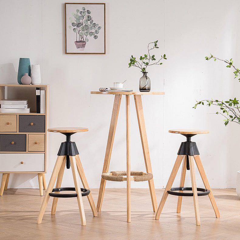 Adjustable Modern Counter Bar Stool Armless Wood Backless Bar Stool with Swivel Clearhalo 'Bar Furniture' 'Bar Stools' 'bar_stools' 'furn' 'furn_bar_stools' 'furniture_bar_stools' 'Kitchen & Dining Furniture' 'kitchen&dining_furn' 'kitchen' 'kitchen_furn' Furniture' 4380210