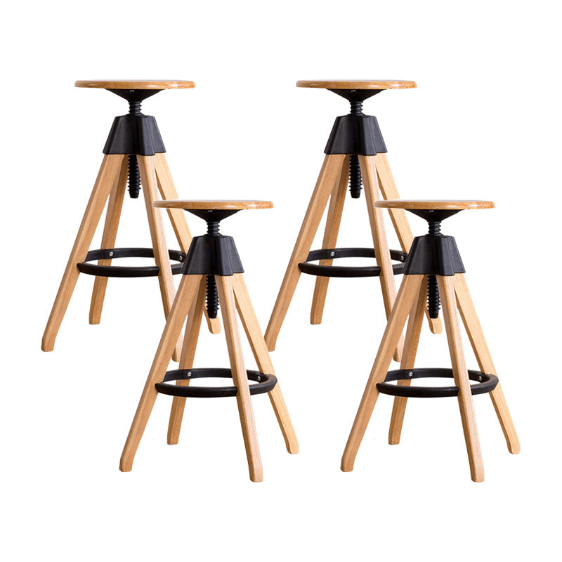 Adjustable Modern Counter Bar Stool Armless Wood Backless Bar Stool with Swivel 4 Piece Set Bar Stool(31"H) Clearhalo 'Bar Furniture' 'Bar Stools' 'bar_stools' 'furn' 'furn_bar_stools' 'furniture_bar_stools' 'Kitchen & Dining Furniture' 'kitchen&dining_furn' 'kitchen' 'kitchen_furn' Furniture' 4380212