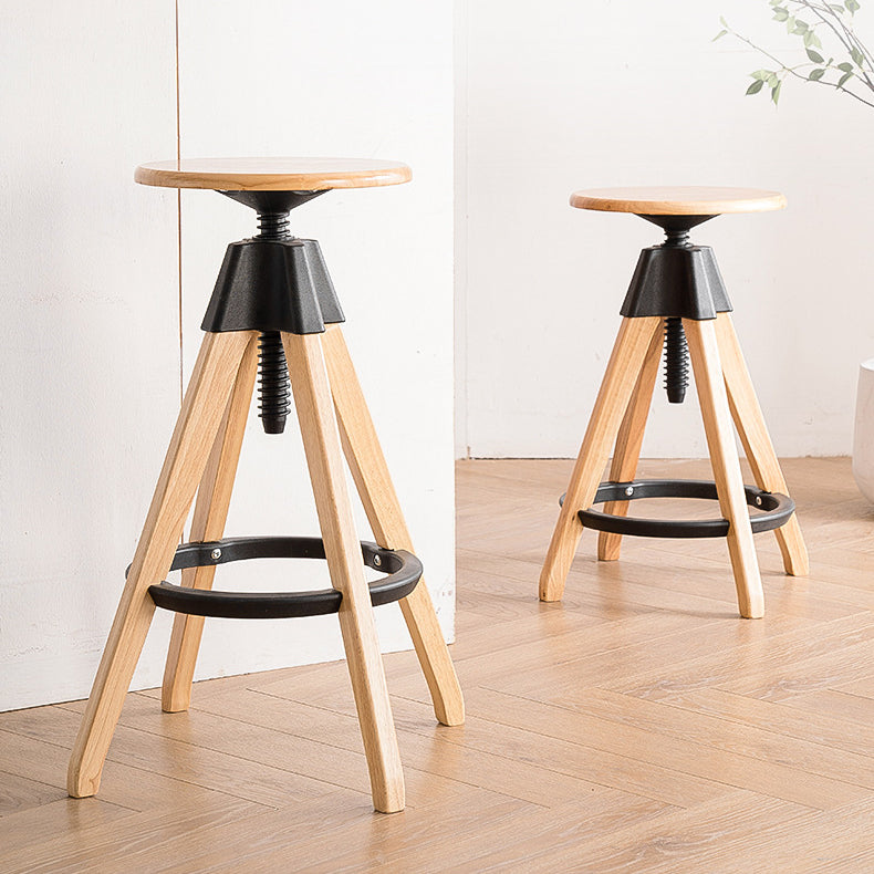 Adjustable Modern Counter Bar Stool Armless Wood Backless Bar Stool with Swivel Clearhalo 'Bar Furniture' 'Bar Stools' 'bar_stools' 'furn' 'furn_bar_stools' 'furniture_bar_stools' 'Kitchen & Dining Furniture' 'kitchen&dining_furn' 'kitchen' 'kitchen_furn' Furniture' 4380217