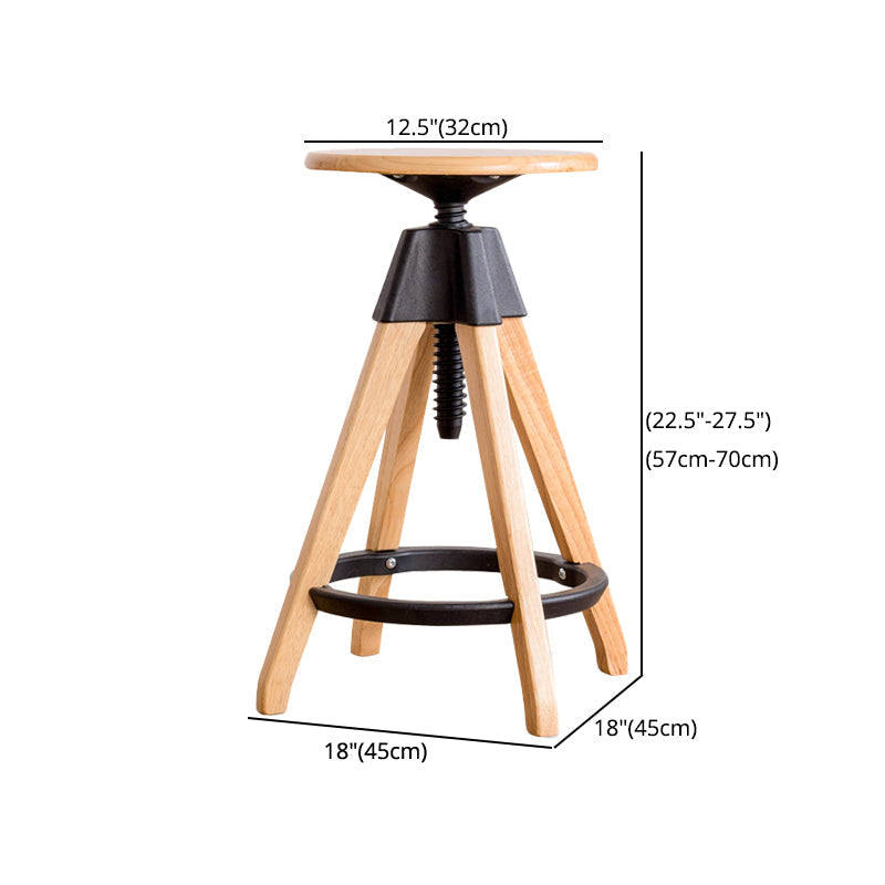 Adjustable Modern Counter Bar Stool Armless Wood Backless Bar Stool with Swivel Clearhalo 'Bar Furniture' 'Bar Stools' 'bar_stools' 'furn' 'furn_bar_stools' 'furniture_bar_stools' 'Kitchen & Dining Furniture' 'kitchen&dining_furn' 'kitchen' 'kitchen_furn' Furniture' 4380218