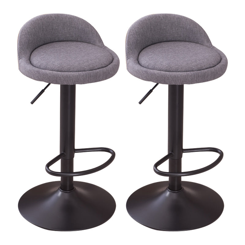 Modern Liftable Backrest Counter Stool Steel Household Bar Stool with Cushion and Pedal Grey 2 Piece Set Clearhalo 'Bar Furniture' 'Bar Stools' 'bar_stools' 'furn' 'furn_bar_stools' 'furniture_bar_stools' 'Kitchen & Dining Furniture' 'kitchen&dining_furn' 'kitchen' 'kitchen_furn' Furniture' 4380223