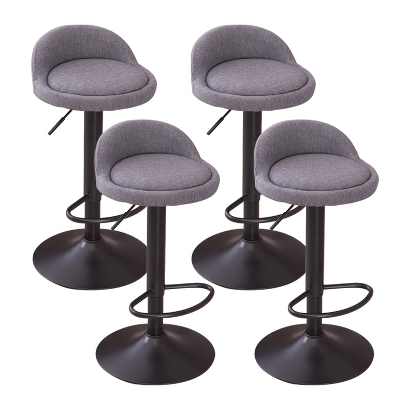 Modern Liftable Backrest Counter Stool Steel Household Bar Stool with Cushion and Pedal Grey 4 Piece Set Clearhalo 'Bar Furniture' 'Bar Stools' 'bar_stools' 'furn' 'furn_bar_stools' 'furniture_bar_stools' 'Kitchen & Dining Furniture' 'kitchen&dining_furn' 'kitchen' 'kitchen_furn' Furniture' 4380225