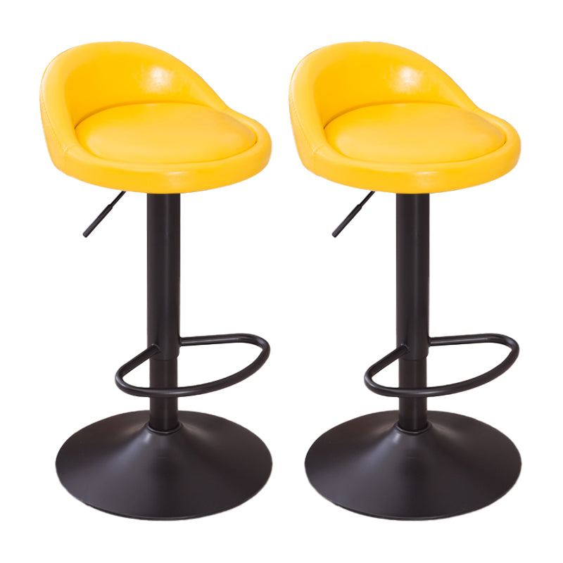 Modern Liftable Backrest Counter Stool Steel Household Bar Stool with Cushion and Pedal Light Yellow 2 Piece Set Clearhalo 'Bar Furniture' 'Bar Stools' 'bar_stools' 'furn' 'furn_bar_stools' 'furniture_bar_stools' 'Kitchen & Dining Furniture' 'kitchen&dining_furn' 'kitchen' 'kitchen_furn' Furniture' 4380229