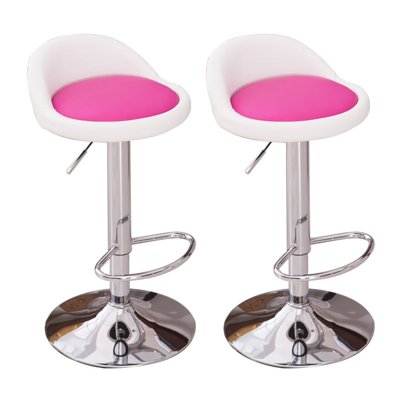 Modern Liftable Backrest Counter Stool Steel Household Bar Stool with Cushion and Pedal White-Red 2 Piece Set Clearhalo 'Bar Furniture' 'Bar Stools' 'bar_stools' 'furn' 'furn_bar_stools' 'furniture_bar_stools' 'Kitchen & Dining Furniture' 'kitchen&dining_furn' 'kitchen' 'kitchen_furn' Furniture' 4380234