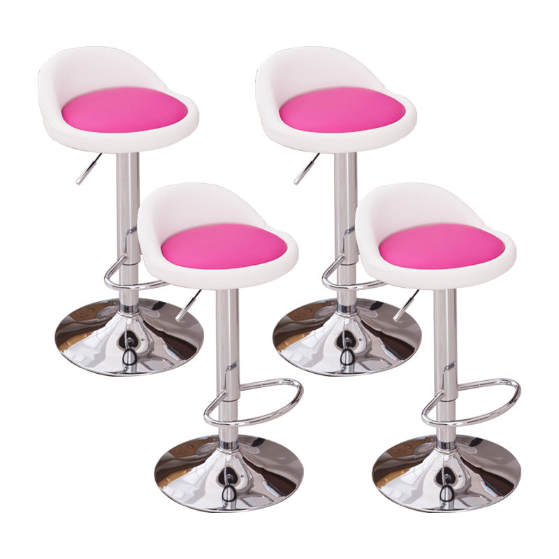 Modern Liftable Backrest Counter Stool Steel Household Bar Stool with Cushion and Pedal White-Red 4 Piece Set Clearhalo 'Bar Furniture' 'Bar Stools' 'bar_stools' 'furn' 'furn_bar_stools' 'furniture_bar_stools' 'Kitchen & Dining Furniture' 'kitchen&dining_furn' 'kitchen' 'kitchen_furn' Furniture' 4380235