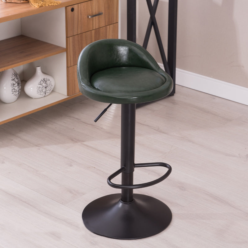 Modern Liftable Backrest Counter Stool Steel Household Bar Stool with Cushion and Pedal Blackish Green 1 Piece Clearhalo 'Bar Furniture' 'Bar Stools' 'bar_stools' 'furn' 'furn_bar_stools' 'furniture_bar_stools' 'Kitchen & Dining Furniture' 'kitchen&dining_furn' 'kitchen' 'kitchen_furn' Furniture' 4380236