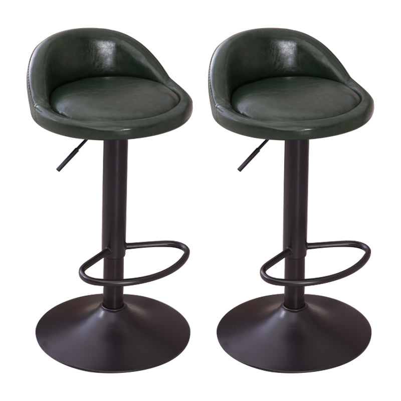 Modern Liftable Backrest Counter Stool Steel Household Bar Stool with Cushion and Pedal Blackish Green 2 Piece Set Clearhalo 'Bar Furniture' 'Bar Stools' 'bar_stools' 'furn' 'furn_bar_stools' 'furniture_bar_stools' 'Kitchen & Dining Furniture' 'kitchen&dining_furn' 'kitchen' 'kitchen_furn' Furniture' 4380237