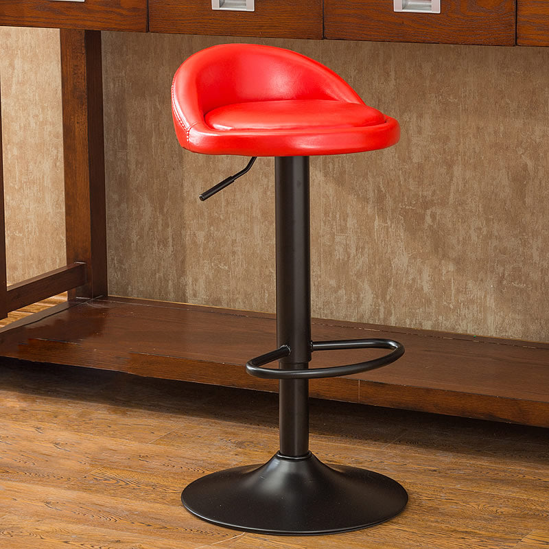Modern Liftable Backrest Counter Stool Steel Household Bar Stool with Cushion and Pedal Crimson 1 Piece Clearhalo 'Bar Furniture' 'Bar Stools' 'bar_stools' 'furn' 'furn_bar_stools' 'furniture_bar_stools' 'Kitchen & Dining Furniture' 'kitchen&dining_furn' 'kitchen' 'kitchen_furn' Furniture' 4380239