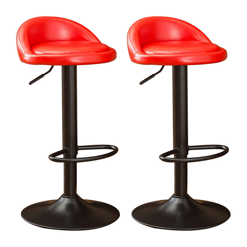 Modern Liftable Backrest Counter Stool Steel Household Bar Stool with Cushion and Pedal Crimson 2 Piece Set Clearhalo 'Bar Furniture' 'Bar Stools' 'bar_stools' 'furn' 'furn_bar_stools' 'furniture_bar_stools' 'Kitchen & Dining Furniture' 'kitchen&dining_furn' 'kitchen' 'kitchen_furn' Furniture' 4380240