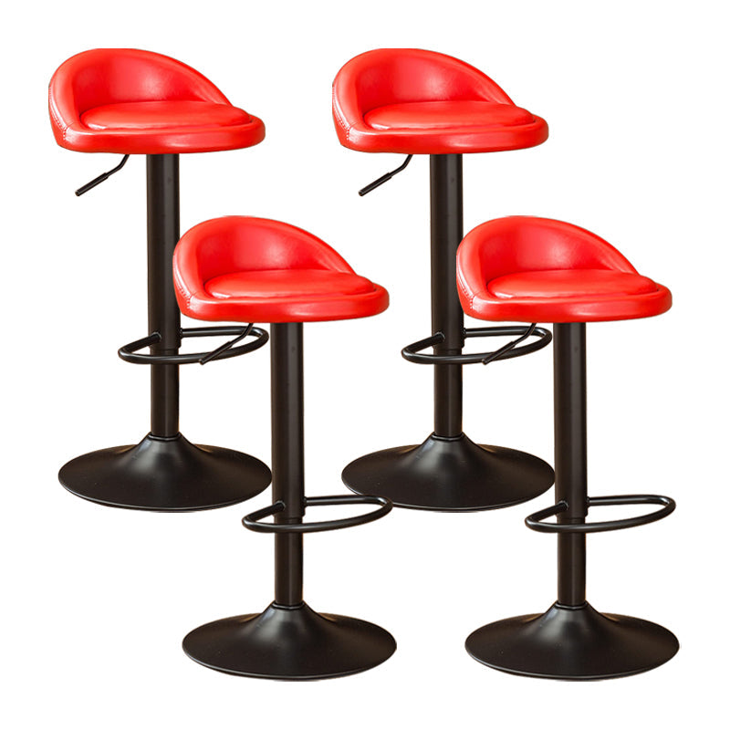 Modern Liftable Backrest Counter Stool Steel Household Bar Stool with Cushion and Pedal Crimson 4 Piece Set Clearhalo 'Bar Furniture' 'Bar Stools' 'bar_stools' 'furn' 'furn_bar_stools' 'furniture_bar_stools' 'Kitchen & Dining Furniture' 'kitchen&dining_furn' 'kitchen' 'kitchen_furn' Furniture' 4380241