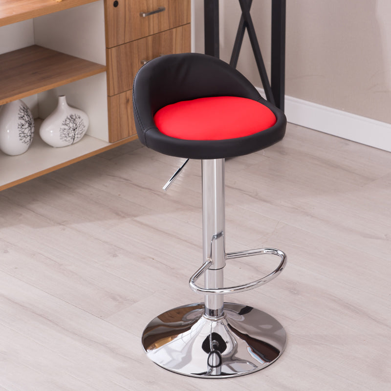 Modern Liftable Backrest Counter Stool Steel Household Bar Stool with Cushion and Pedal Red-Black 1 Piece Clearhalo 'Bar Furniture' 'Bar Stools' 'bar_stools' 'furn' 'furn_bar_stools' 'furniture_bar_stools' 'Kitchen & Dining Furniture' 'kitchen&dining_furn' 'kitchen' 'kitchen_furn' Furniture' 4380242