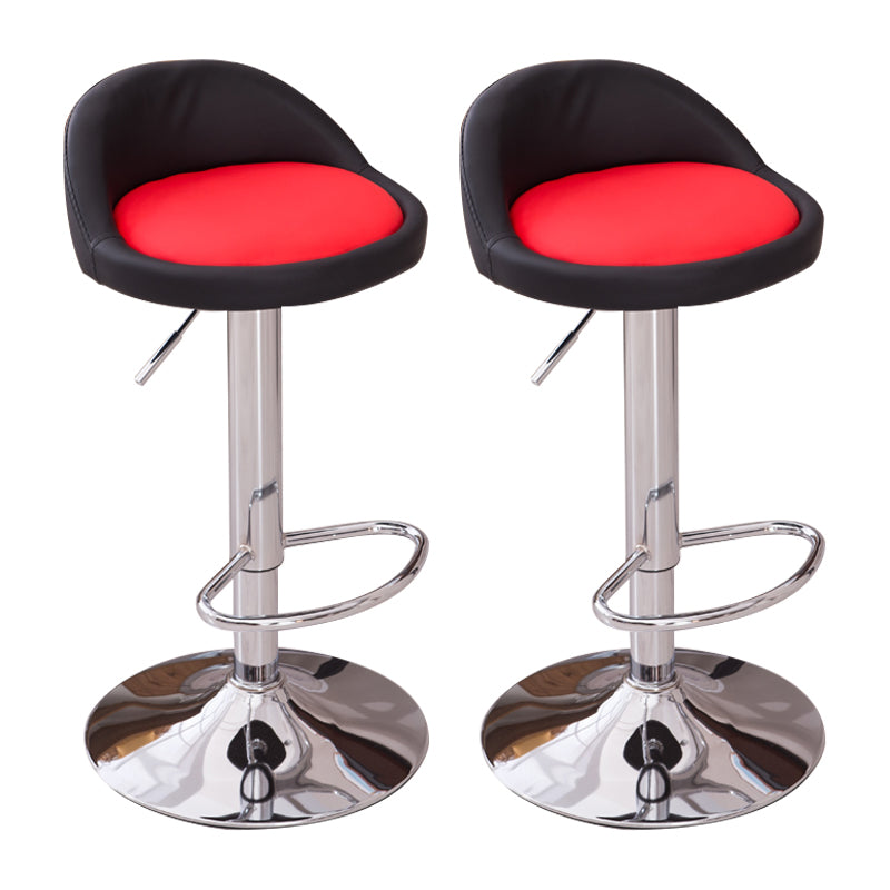 Modern Liftable Backrest Counter Stool Steel Household Bar Stool with Cushion and Pedal Red-Black 2 Piece Set Clearhalo 'Bar Furniture' 'Bar Stools' 'bar_stools' 'furn' 'furn_bar_stools' 'furniture_bar_stools' 'Kitchen & Dining Furniture' 'kitchen&dining_furn' 'kitchen' 'kitchen_furn' Furniture' 4380243
