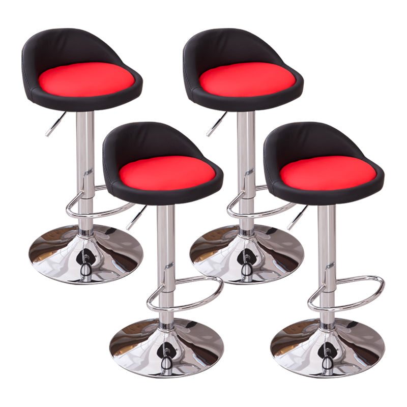 Modern Liftable Backrest Counter Stool Steel Household Bar Stool with Cushion and Pedal Red-Black 4 Piece Set Clearhalo 'Bar Furniture' 'Bar Stools' 'bar_stools' 'furn' 'furn_bar_stools' 'furniture_bar_stools' 'Kitchen & Dining Furniture' 'kitchen&dining_furn' 'kitchen' 'kitchen_furn' Furniture' 4380244