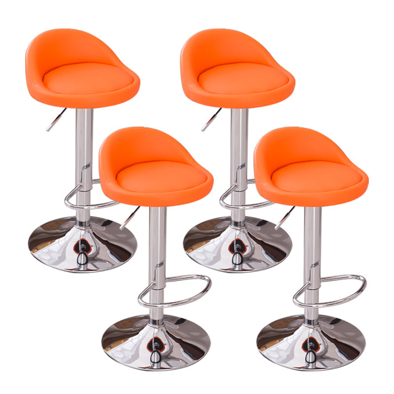 Modern Liftable Backrest Counter Stool Steel Household Bar Stool with Cushion and Pedal Orange 4 Piece Set Clearhalo 'Bar Furniture' 'Bar Stools' 'bar_stools' 'furn' 'furn_bar_stools' 'furniture_bar_stools' 'Kitchen & Dining Furniture' 'kitchen&dining_furn' 'kitchen' 'kitchen_furn' Furniture' 4380247