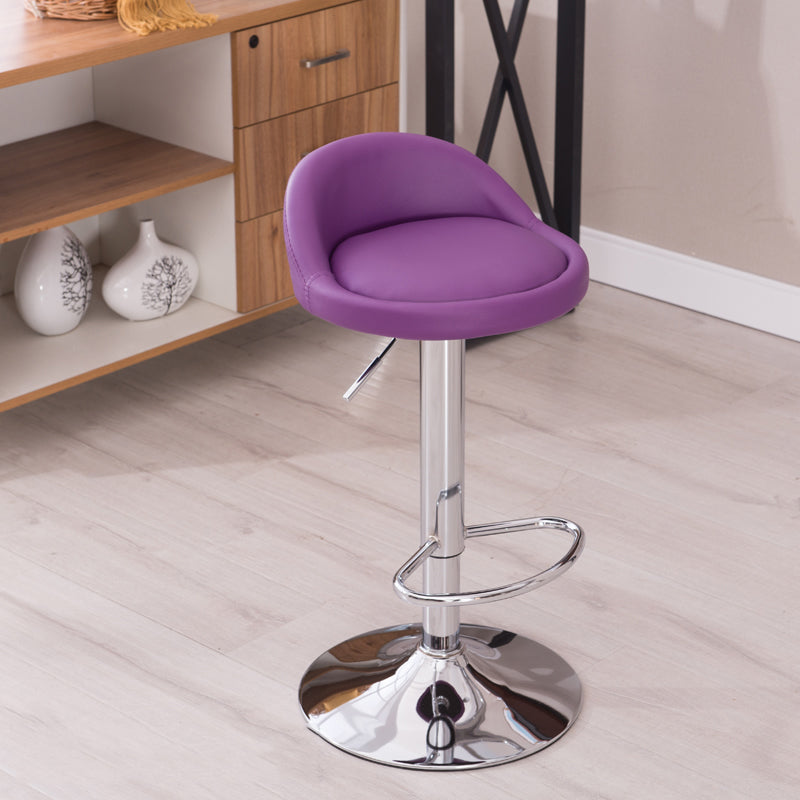 Modern Liftable Backrest Counter Stool Steel Household Bar Stool with Cushion and Pedal Purple 1 Piece Clearhalo 'Bar Furniture' 'Bar Stools' 'bar_stools' 'furn' 'furn_bar_stools' 'furniture_bar_stools' 'Kitchen & Dining Furniture' 'kitchen&dining_furn' 'kitchen' 'kitchen_furn' Furniture' 4380248