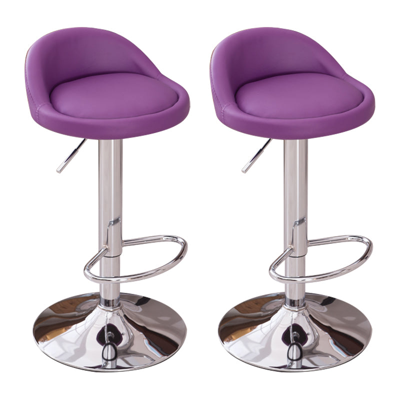 Modern Liftable Backrest Counter Stool Steel Household Bar Stool with Cushion and Pedal Purple 2 Piece Set Clearhalo 'Bar Furniture' 'Bar Stools' 'bar_stools' 'furn' 'furn_bar_stools' 'furniture_bar_stools' 'Kitchen & Dining Furniture' 'kitchen&dining_furn' 'kitchen' 'kitchen_furn' Furniture' 4380249