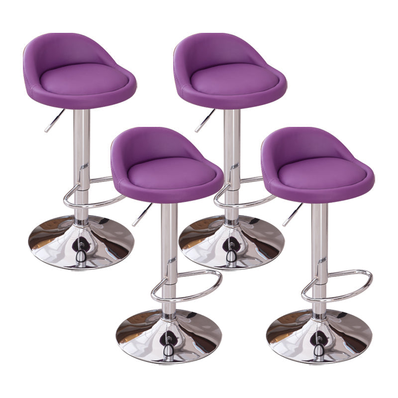 Modern Liftable Backrest Counter Stool Steel Household Bar Stool with Cushion and Pedal Purple 4 Piece Set Clearhalo 'Bar Furniture' 'Bar Stools' 'bar_stools' 'furn' 'furn_bar_stools' 'furniture_bar_stools' 'Kitchen & Dining Furniture' 'kitchen&dining_furn' 'kitchen' 'kitchen_furn' Furniture' 4380250