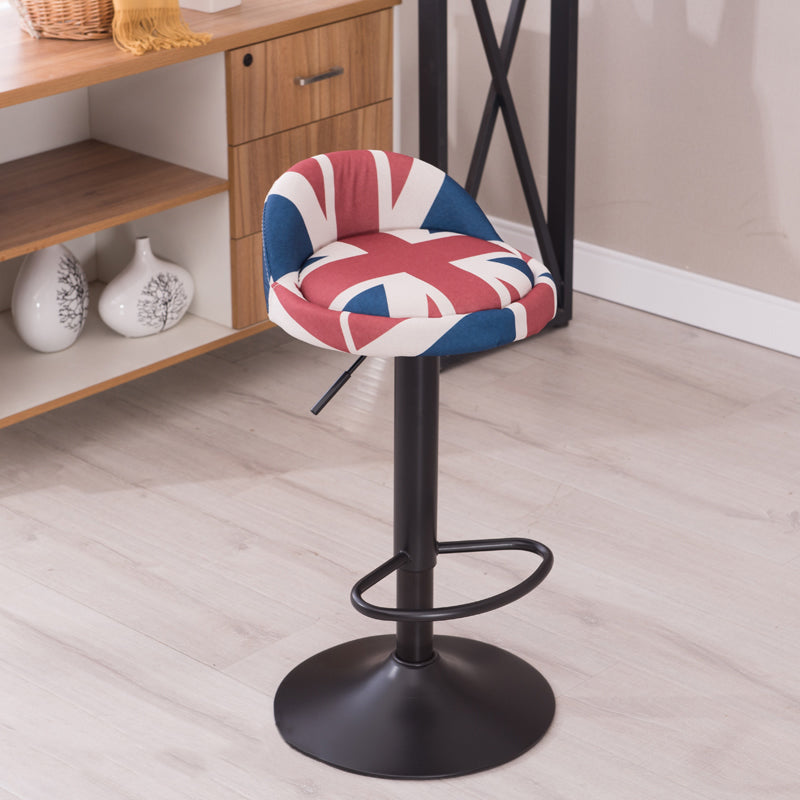 Modern Liftable Backrest Counter Stool Steel Household Bar Stool with Cushion and Pedal Red-Blue 1 Piece Clearhalo 'Bar Furniture' 'Bar Stools' 'bar_stools' 'furn' 'furn_bar_stools' 'furniture_bar_stools' 'Kitchen & Dining Furniture' 'kitchen&dining_furn' 'kitchen' 'kitchen_furn' Furniture' 4380254