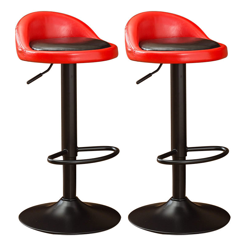 Modern Liftable Backrest Counter Stool Steel Household Bar Stool with Cushion and Pedal Burgundy-Black 2 Piece Set Clearhalo 'Bar Furniture' 'Bar Stools' 'bar_stools' 'furn' 'furn_bar_stools' 'furniture_bar_stools' 'Kitchen & Dining Furniture' 'kitchen&dining_furn' 'kitchen' 'kitchen_furn' Furniture' 4380258
