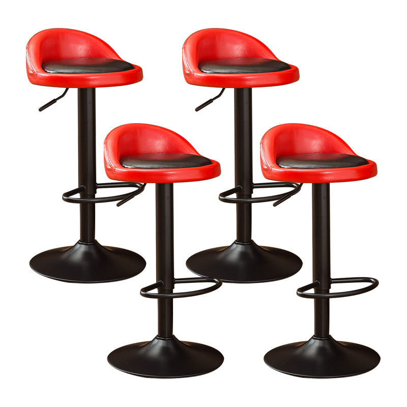 Modern Liftable Backrest Counter Stool Steel Household Bar Stool with Cushion and Pedal Burgundy-Black 4 Piece Set Clearhalo 'Bar Furniture' 'Bar Stools' 'bar_stools' 'furn' 'furn_bar_stools' 'furniture_bar_stools' 'Kitchen & Dining Furniture' 'kitchen&dining_furn' 'kitchen' 'kitchen_furn' Furniture' 4380259