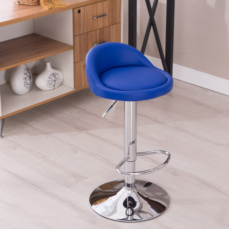Modern Liftable Backrest Counter Stool Steel Household Bar Stool with Cushion and Pedal Royal Blue 1 Piece Clearhalo 'Bar Furniture' 'Bar Stools' 'bar_stools' 'furn' 'furn_bar_stools' 'furniture_bar_stools' 'Kitchen & Dining Furniture' 'kitchen&dining_furn' 'kitchen' 'kitchen_furn' Furniture' 4380260