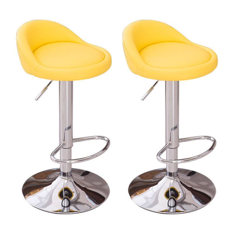 Modern Liftable Backrest Counter Stool Steel Household Bar Stool with Cushion and Pedal Yellow 2 Piece Set Clearhalo 'Bar Furniture' 'Bar Stools' 'bar_stools' 'furn' 'furn_bar_stools' 'furniture_bar_stools' 'Kitchen & Dining Furniture' 'kitchen&dining_furn' 'kitchen' 'kitchen_furn' Furniture' 4380264