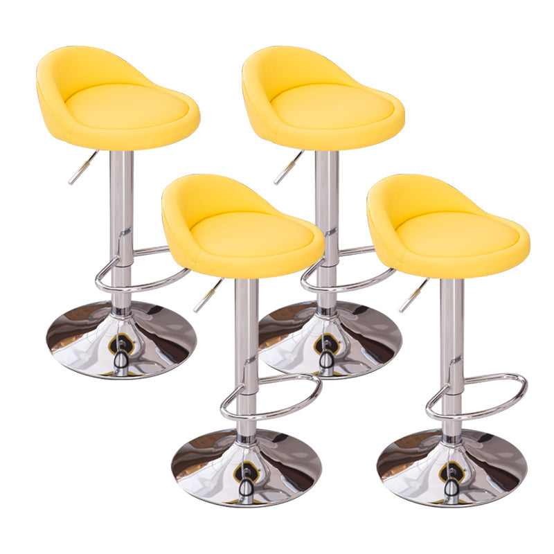 Modern Liftable Backrest Counter Stool Steel Household Bar Stool with Cushion and Pedal Yellow 4 Piece Set Clearhalo 'Bar Furniture' 'Bar Stools' 'bar_stools' 'furn' 'furn_bar_stools' 'furniture_bar_stools' 'Kitchen & Dining Furniture' 'kitchen&dining_furn' 'kitchen' 'kitchen_furn' Furniture' 4380265