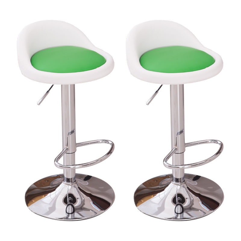 Modern Liftable Backrest Counter Stool Steel Household Bar Stool with Cushion and Pedal White-Green 2 Piece Set Clearhalo 'Bar Furniture' 'Bar Stools' 'bar_stools' 'furn' 'furn_bar_stools' 'furniture_bar_stools' 'Kitchen & Dining Furniture' 'kitchen&dining_furn' 'kitchen' 'kitchen_furn' Furniture' 4380267