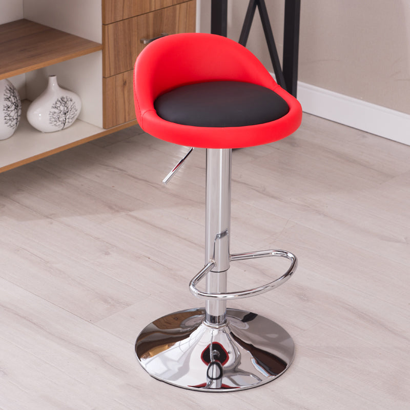 Modern Liftable Backrest Counter Stool Steel Household Bar Stool with Cushion and Pedal Rose Red-Black 1 Piece Clearhalo 'Bar Furniture' 'Bar Stools' 'bar_stools' 'furn' 'furn_bar_stools' 'furniture_bar_stools' 'Kitchen & Dining Furniture' 'kitchen&dining_furn' 'kitchen' 'kitchen_furn' Furniture' 4380269