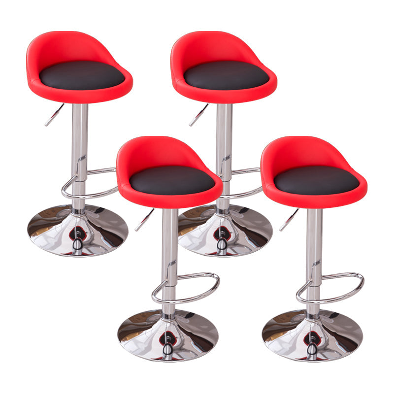 Modern Liftable Backrest Counter Stool Steel Household Bar Stool with Cushion and Pedal Rose Red-Black 4 Piece Set Clearhalo 'Bar Furniture' 'Bar Stools' 'bar_stools' 'furn' 'furn_bar_stools' 'furniture_bar_stools' 'Kitchen & Dining Furniture' 'kitchen&dining_furn' 'kitchen' 'kitchen_furn' Furniture' 4380271
