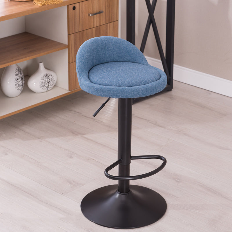 Modern Liftable Backrest Counter Stool Steel Household Bar Stool with Cushion and Pedal Light Blue 1 Piece Clearhalo 'Bar Furniture' 'Bar Stools' 'bar_stools' 'furn' 'furn_bar_stools' 'furniture_bar_stools' 'Kitchen & Dining Furniture' 'kitchen&dining_furn' 'kitchen' 'kitchen_furn' Furniture' 4380272