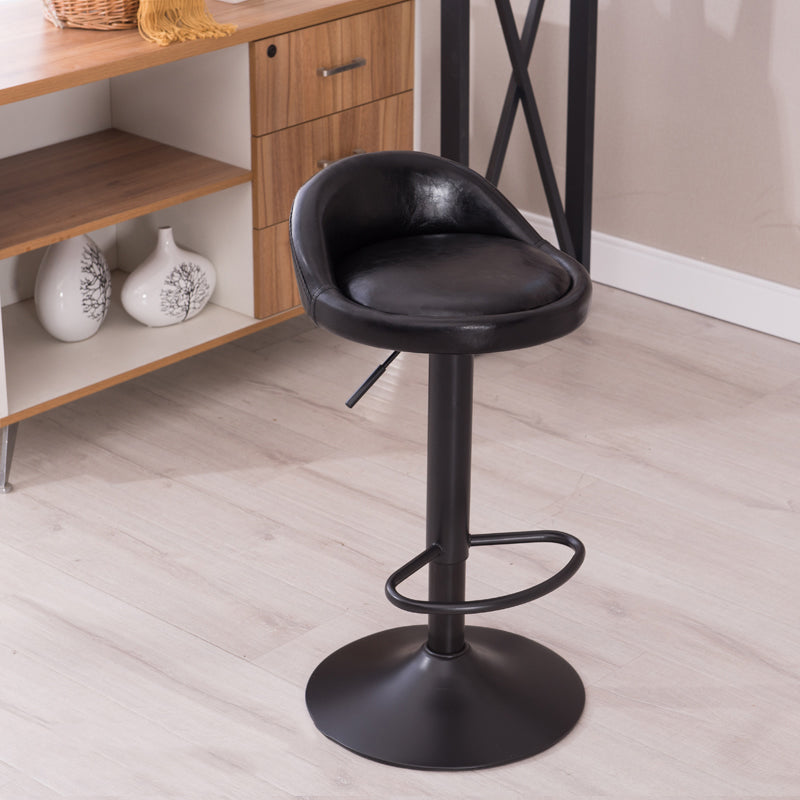Modern Liftable Backrest Counter Stool Steel Household Bar Stool with Cushion and Pedal Gloss Black 1 Piece Clearhalo 'Bar Furniture' 'Bar Stools' 'bar_stools' 'furn' 'furn_bar_stools' 'furniture_bar_stools' 'Kitchen & Dining Furniture' 'kitchen&dining_furn' 'kitchen' 'kitchen_furn' Furniture' 4380275