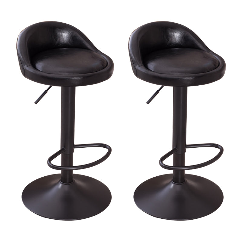 Modern Liftable Backrest Counter Stool Steel Household Bar Stool with Cushion and Pedal Gloss Black 2 Piece Set Clearhalo 'Bar Furniture' 'Bar Stools' 'bar_stools' 'furn' 'furn_bar_stools' 'furniture_bar_stools' 'Kitchen & Dining Furniture' 'kitchen&dining_furn' 'kitchen' 'kitchen_furn' Furniture' 4380276