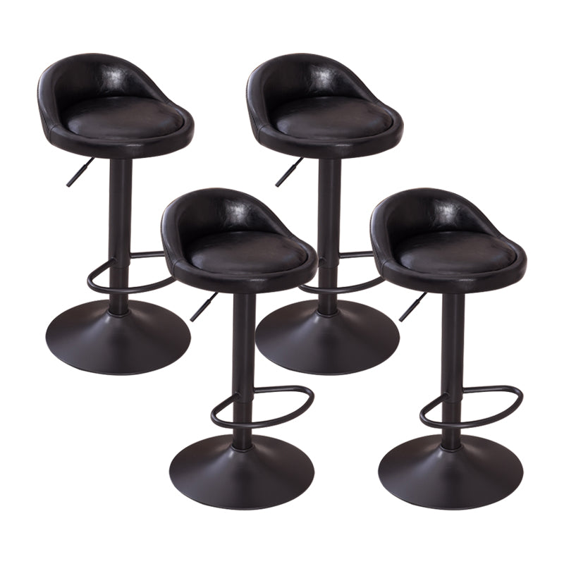 Modern Liftable Backrest Counter Stool Steel Household Bar Stool with Cushion and Pedal Gloss Black 4 Piece Set Clearhalo 'Bar Furniture' 'Bar Stools' 'bar_stools' 'furn' 'furn_bar_stools' 'furniture_bar_stools' 'Kitchen & Dining Furniture' 'kitchen&dining_furn' 'kitchen' 'kitchen_furn' Furniture' 4380277