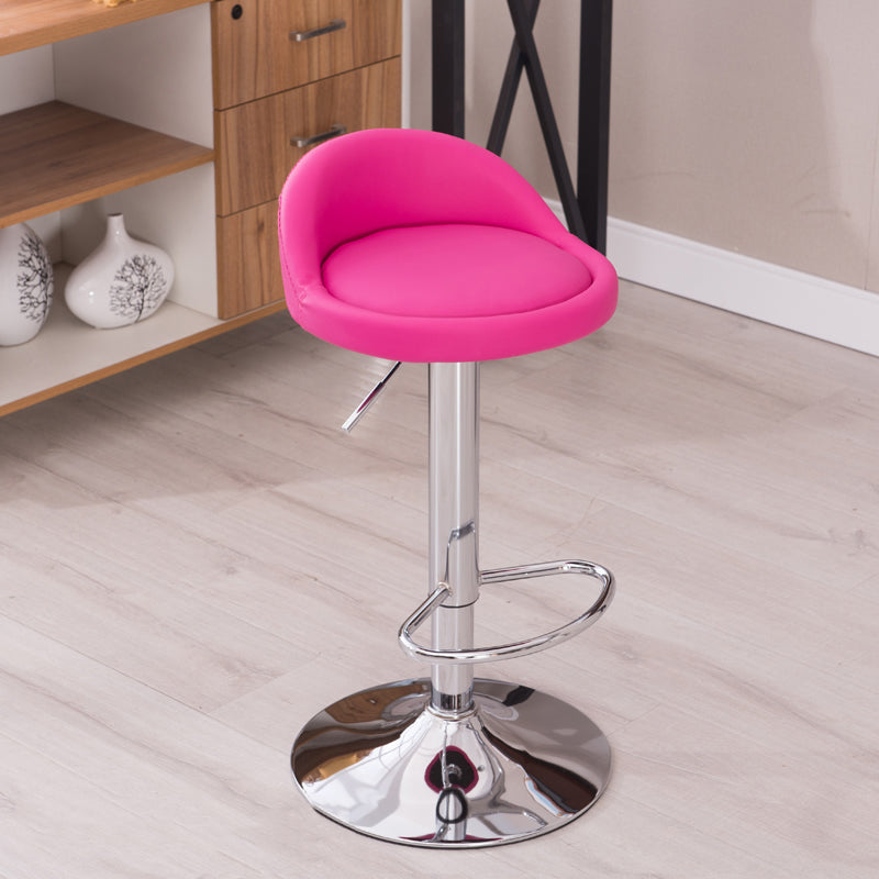 Modern Liftable Backrest Counter Stool Steel Household Bar Stool with Cushion and Pedal Rose Red 1 Piece Clearhalo 'Bar Furniture' 'Bar Stools' 'bar_stools' 'furn' 'furn_bar_stools' 'furniture_bar_stools' 'Kitchen & Dining Furniture' 'kitchen&dining_furn' 'kitchen' 'kitchen_furn' Furniture' 4380278