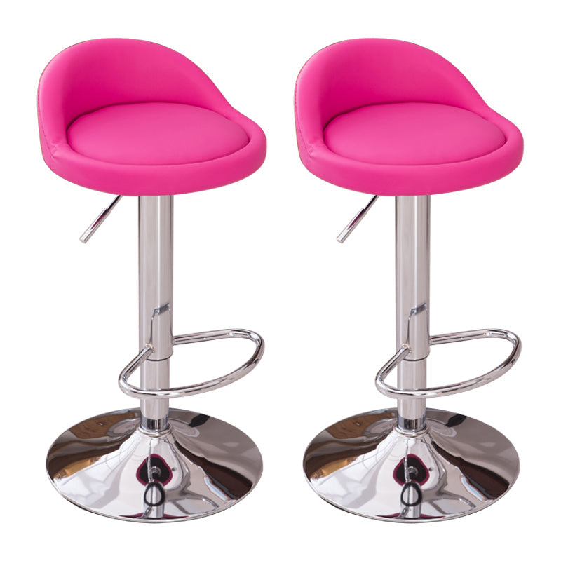 Modern Liftable Backrest Counter Stool Steel Household Bar Stool with Cushion and Pedal Rose Red 2 Piece Set Clearhalo 'Bar Furniture' 'Bar Stools' 'bar_stools' 'furn' 'furn_bar_stools' 'furniture_bar_stools' 'Kitchen & Dining Furniture' 'kitchen&dining_furn' 'kitchen' 'kitchen_furn' Furniture' 4380279
