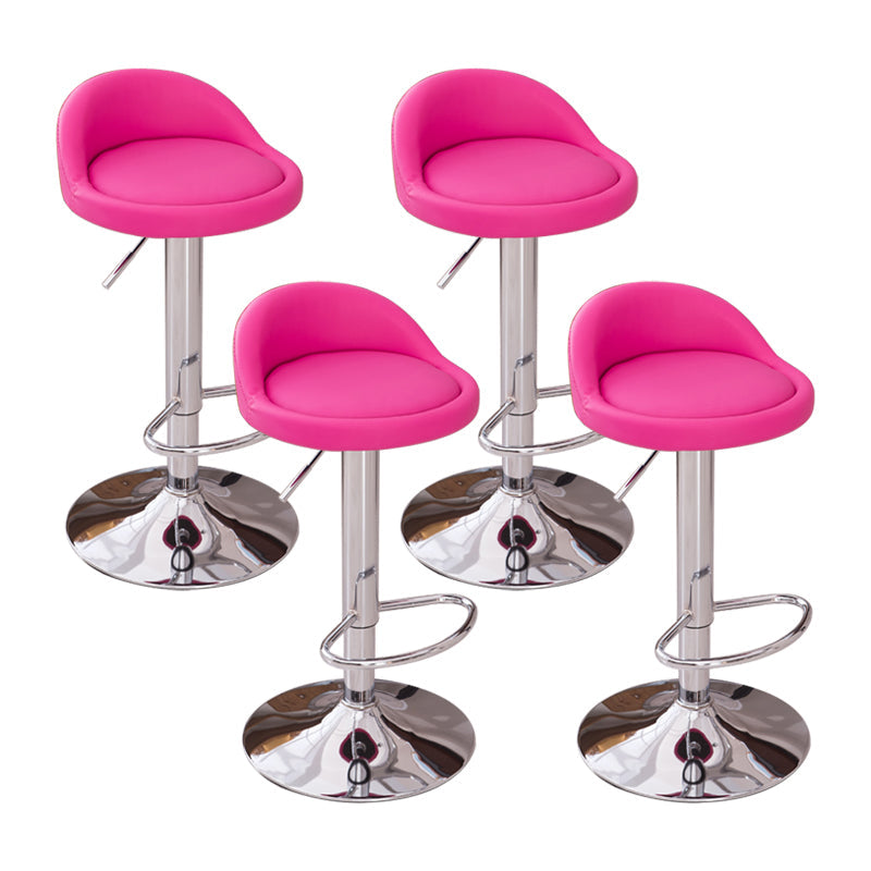 Modern Liftable Backrest Counter Stool Steel Household Bar Stool with Cushion and Pedal Rose Red 4 Piece Set Clearhalo 'Bar Furniture' 'Bar Stools' 'bar_stools' 'furn' 'furn_bar_stools' 'furniture_bar_stools' 'Kitchen & Dining Furniture' 'kitchen&dining_furn' 'kitchen' 'kitchen_furn' Furniture' 4380280