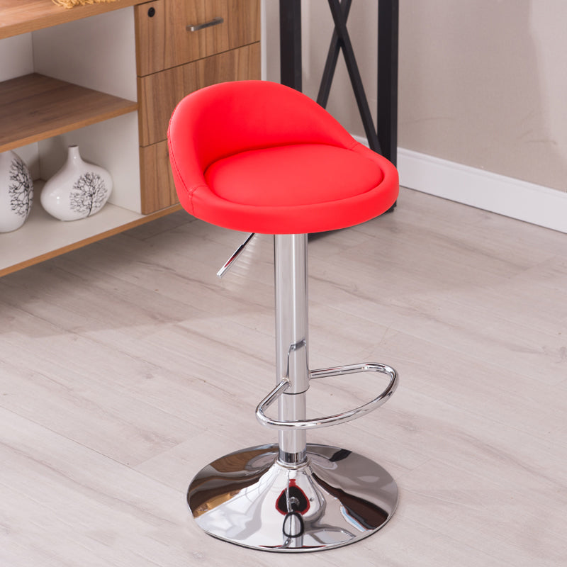 Modern Liftable Backrest Counter Stool Steel Household Bar Stool with Cushion and Pedal Red 1 Piece Clearhalo 'Bar Furniture' 'Bar Stools' 'bar_stools' 'furn' 'furn_bar_stools' 'furniture_bar_stools' 'Kitchen & Dining Furniture' 'kitchen&dining_furn' 'kitchen' 'kitchen_furn' Furniture' 4380281